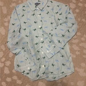 The Children's Place Green and Blue Dinosaur Button Down Shirt